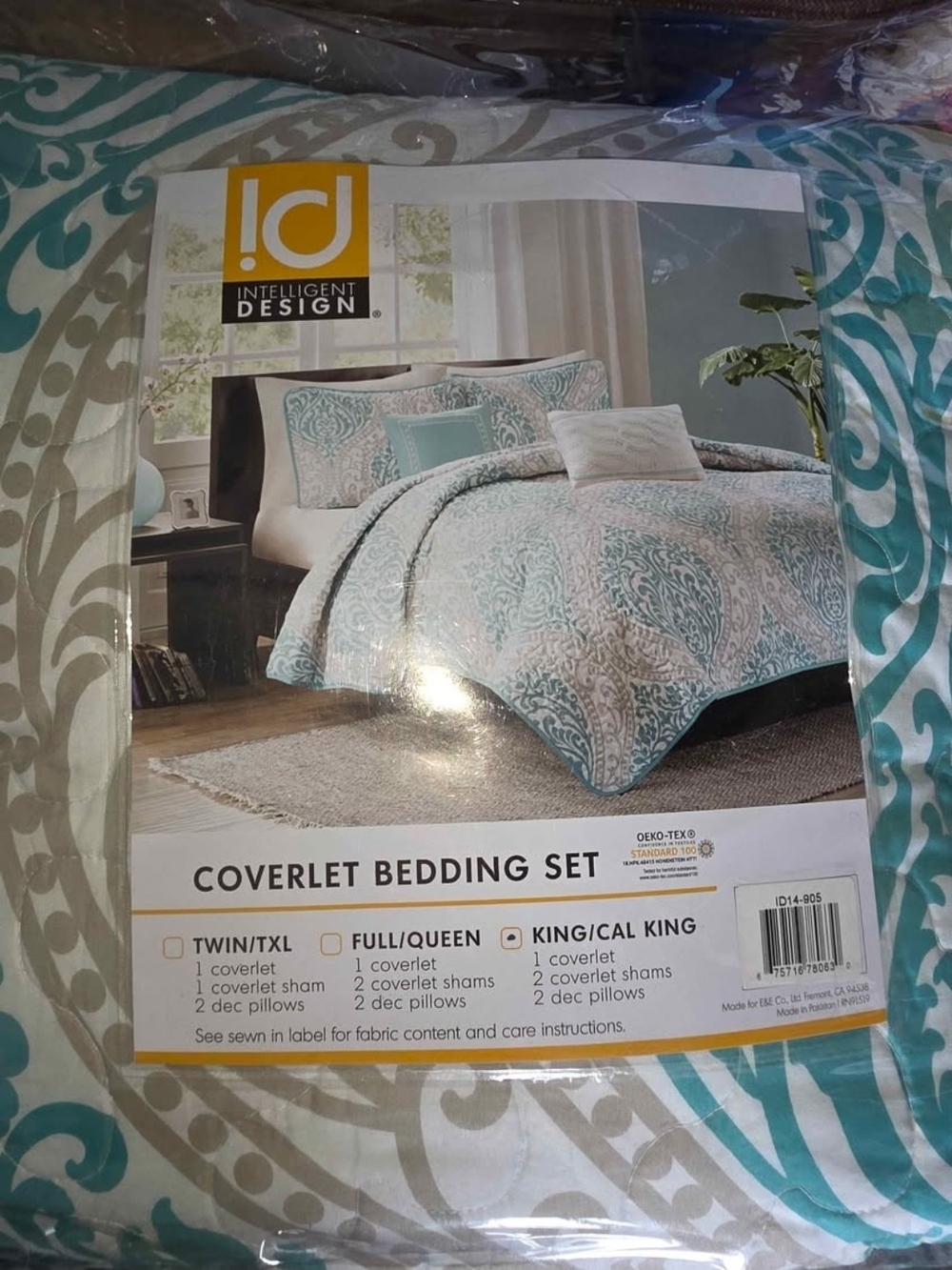 Teal and White Coverlet Bedding Set
